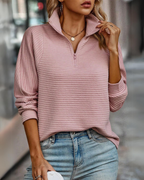 R&B | Rippstruktur Viertelreißverschluss Sweatshirt