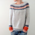 R&B | Grau Strickpullover mit Farbenfrohem Muster Wollmischung Warm und Bequem