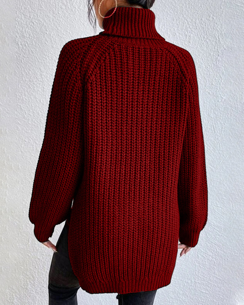 R&B | Pullover - Damen Herbst Strick Rollkragen mit lockerer Passform