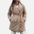 R&B | Gepolsterte Jacke - Mittellang - Taillierte Passform - Gürtel - Eingekerbter Revers