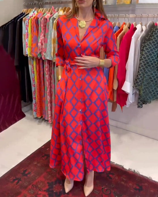 R&B | Hemdkleid mit V-Ausschnitt und 3/4 Ärmeln