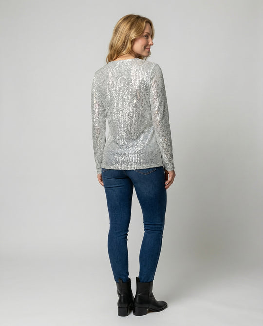 Damen Pullover mit V-Ausschnitt & Glitzer | R&B