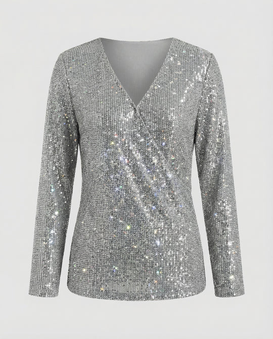 Damen Pullover mit V-Ausschnitt & Glitzer | R&B