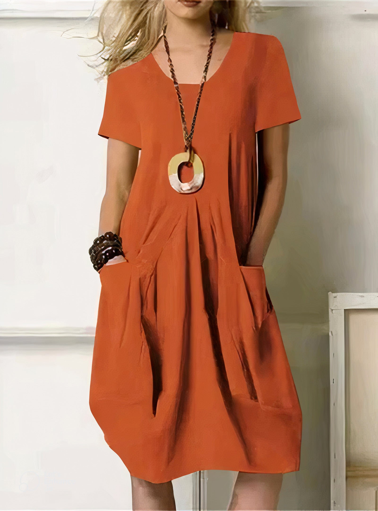 R&B | Bauchbedeckendes Midi-Kleid mit Taschen