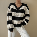 R&B | Langarmpullover für Frauen Schwarz Weiß