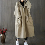 R&B | Trenchcoat - Oversized Fit - Kapuze und Große Seitentaschen - Knopfverschluss