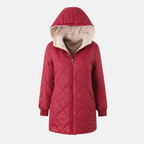R&B | Gepolsterte Jacke - Wendbares Design - Kapuze - Rautensteppung - Rippkanten