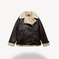 R&B | Damen Faux Shearling Pilotenjacke Braun