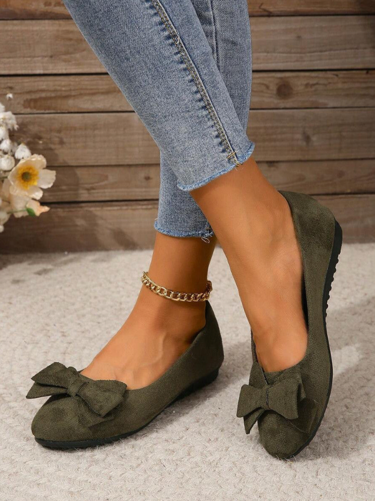 Presley | Flache Slip-on-Schuhe mit Schleife und runder Zehenpartie