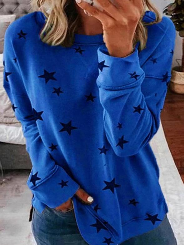 R&B | Warmer Stern Druck Rundhals Pullover Ideal für den Winter
