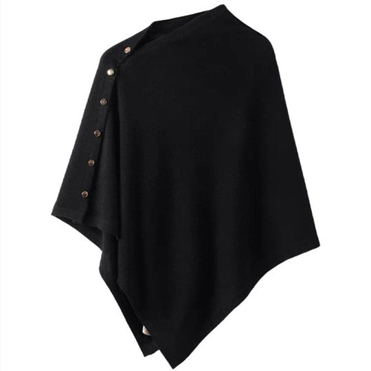 R&B | Knopfdetail Poncho - Asymmetrisches Design mit Drapiertem Schnitt