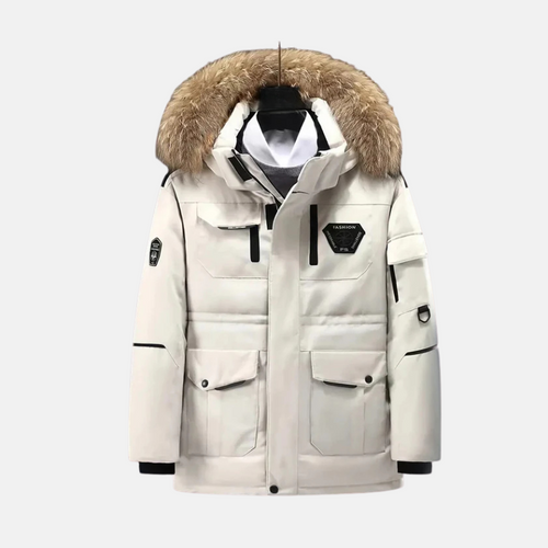 R&B | Parka Jacke Winddicht Abnehmbare Kapuze Kunstpelz Gerippte Bündchen