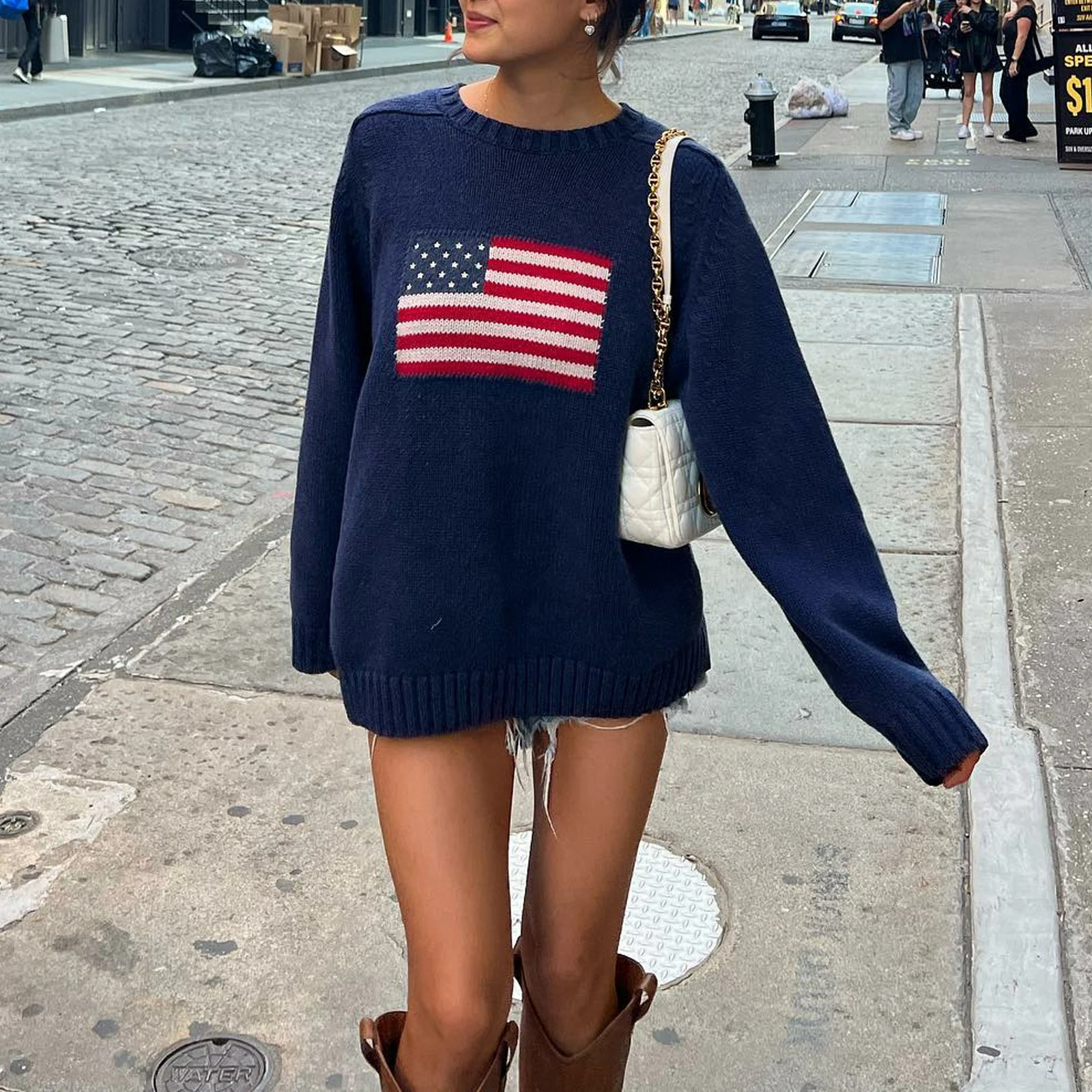 R&B | Strickpullover Amerikanische Flagge