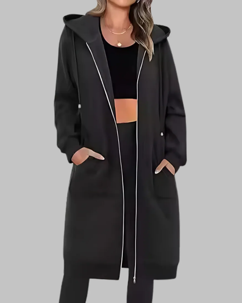 R&B | Lässige Zip-Up Übergroße Lange Jacke