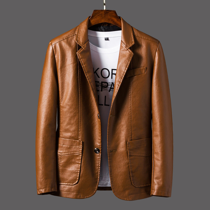 R&B | Moderne Lederjacke mit Reverskragen für Herren