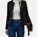 R&B | Wollen Kragenlose Jacke Knopf Front Anlassjacke