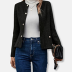 R&B | Wollen Kragenlose Jacke Knopf Front Anlassjacke