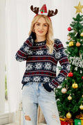 R&B | Weihnachts Freizeit Schneeflocken Bestickter Strickpullover