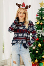 R&B | Weihnachts Freizeit Schneeflocken Bestickter Strickpullover