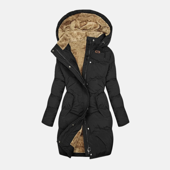 R&B | Lange Pufferjacke - Wasserabweisend - Gefüttert - Verstellbare Taille - Kapuze mit Futter