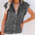 R&B | Lässige Damen-Jeansbluse mit kurzen Ärmeln