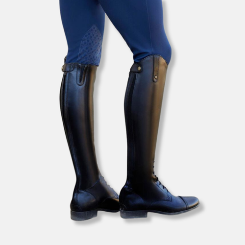 R&B | Lange Reitstiefel - Leder - Knielang - Frontschnürung - Reißverschluss Hinten