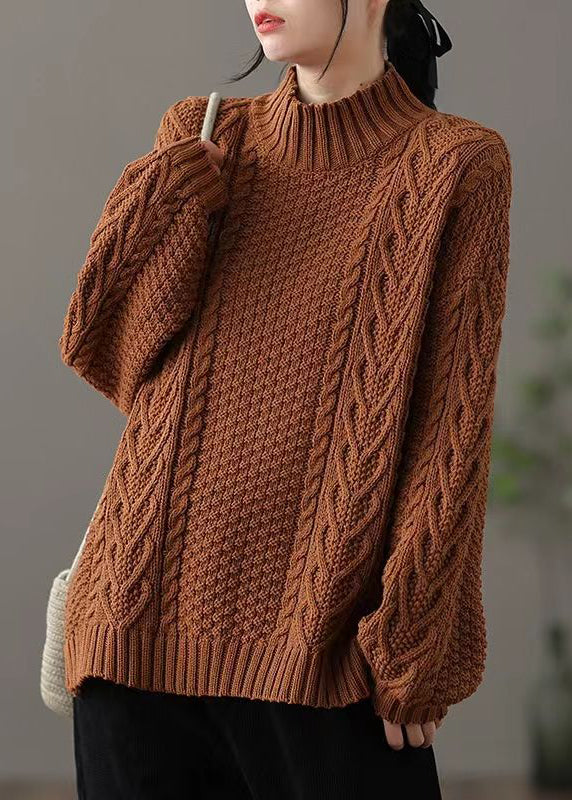 R&B | Locker Sitzender Hoher Hals Kabelstrickpullover Ideal für den Winter