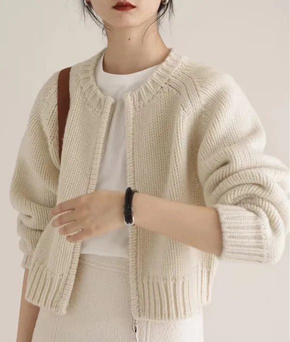 Damen Oversized Strickjacke mit Reißverschluss R&B