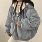 R&B | Übergroße Zip up Jacke Lässige Passform Weiche Fütterung