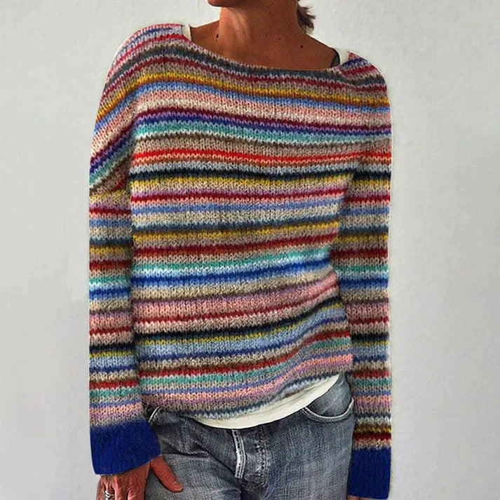 R&B | Eleganter Gestreifter Langarmpullover