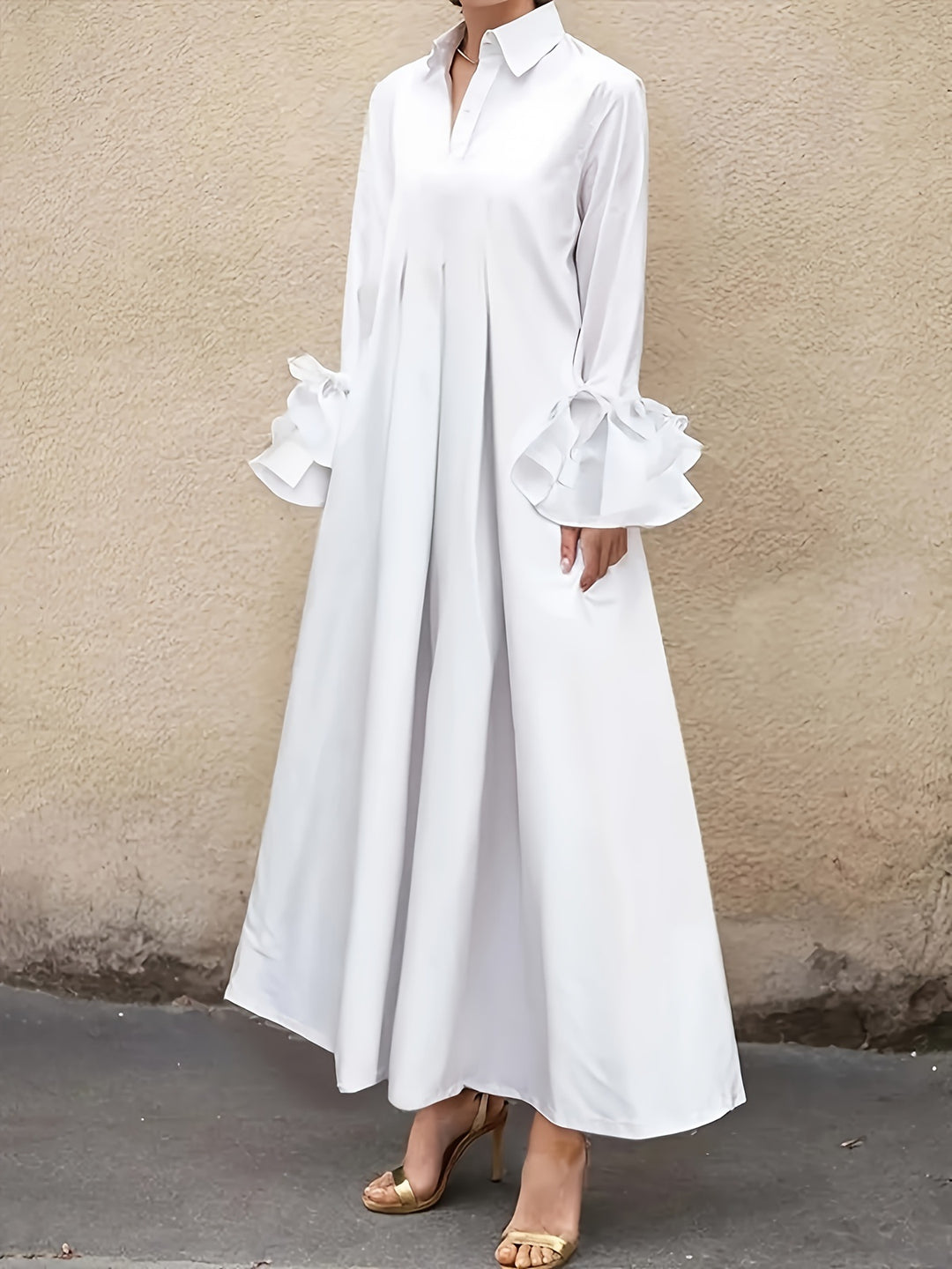 Damen Lange Hemdblusenkleid R&B