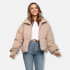 R&B | Puffer-Jacke Wärmeisolierung Kürzere Länge Stehkragen Gerippte Bündchen