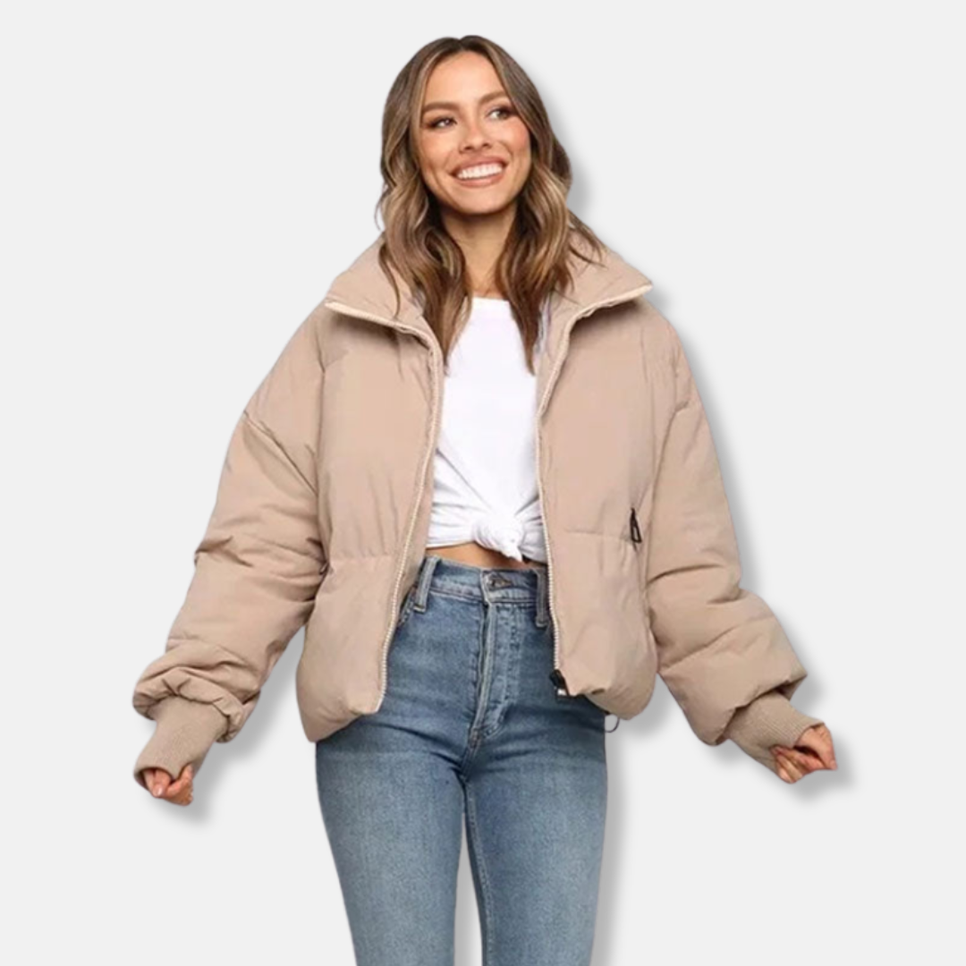 R&B | Puffer-Jacke Wärmeisolierung Kürzere Länge Stehkragen Gerippte Bündchen