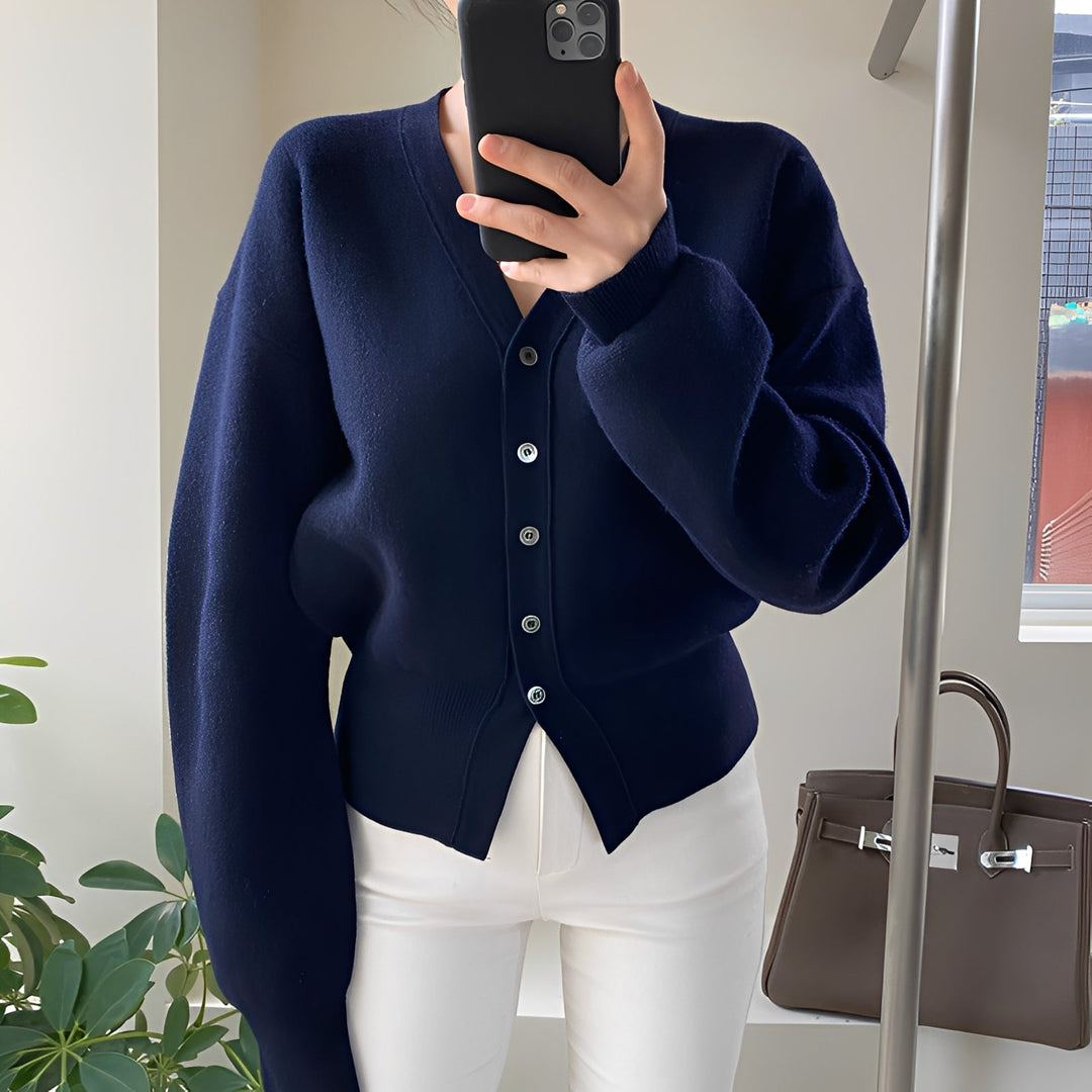 R&B | Klassische, locker gestrickte Strickjacke für Frauen
