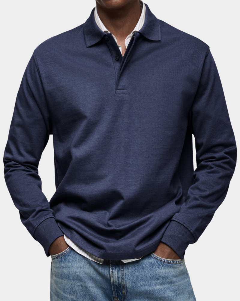 Herren Professionelles Langarm-Poloshirt