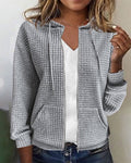 Damen-Cardigan mit Kapuze und Reißverschluss