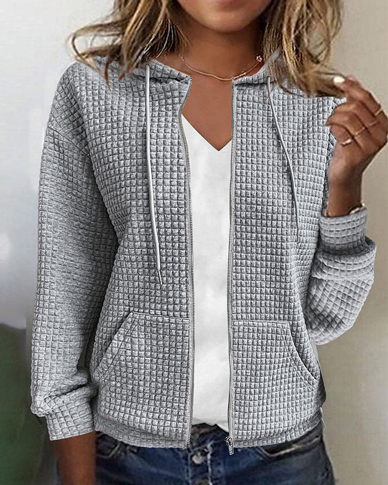 Damen-Cardigan mit Kapuze und Reißverschluss