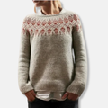 R&B | Wolle Rundhals Pullover Nordische Yoke Relaxed Passform Pullover