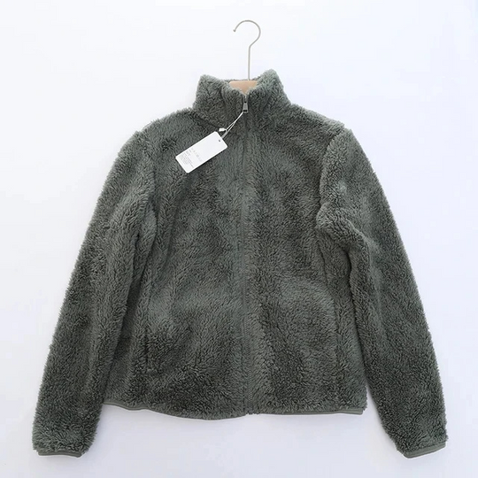 R&B | Weiche Sherpa Zip Up Hohe Kragenjacke, Fleeceweste