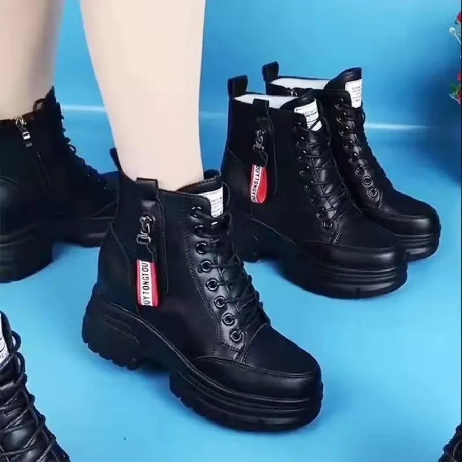 R&B | Damen High Top Leder Martin Stiefel ( mit Futter Aus Fell )