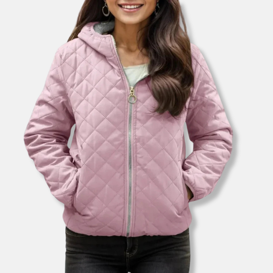 R&B | Gepolsterte Jacke - Lockere Passform - Diamantsteppung - Kapuze - Elastischer Saum