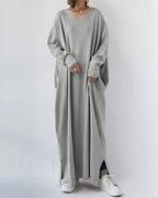 R&B | Damenkleid mit V-Ausschnitt und Langen Ärmeln
