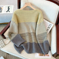 R&B | Damen Oversized Strickpullover mit Patchwork-Design