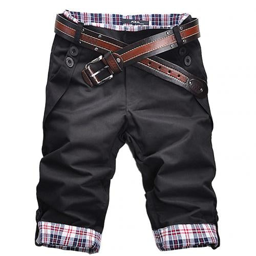 R&B – Hochwertige Shorts mit Gürtel und Karomuster