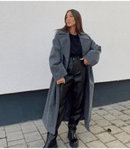 R&B | Wollmantel - Doppelreihig - Übergröße - Lang mit Reverskragen
