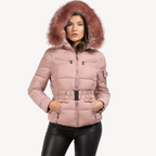 R&B | Winter Gepolsterter Puffermantel mit Kunstfellkapuze Damen