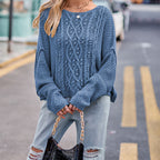 R&B | Kabelstrickpullover mit Lochmuster Acryl