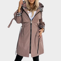 R&B | Lange Jacke mit Reißverschluss und Kapuze