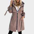 R&B | Lange Jacke mit Reißverschluss und Kapuze