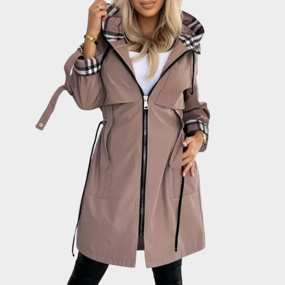 R&B | Lange Jacke mit Reißverschluss und Kapuze
